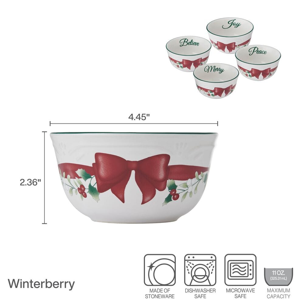 Winterberry® Ribbon Set of 4 Dessert Fruit Bowls