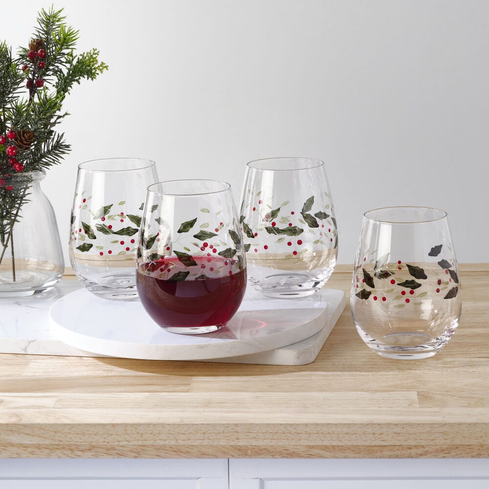 Winterberry® Set of 4 Stemless Wine Glasses