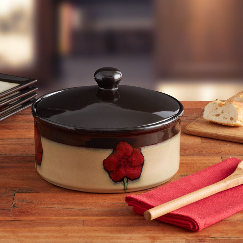 Painted Poppies Covered Casserole - Main Image