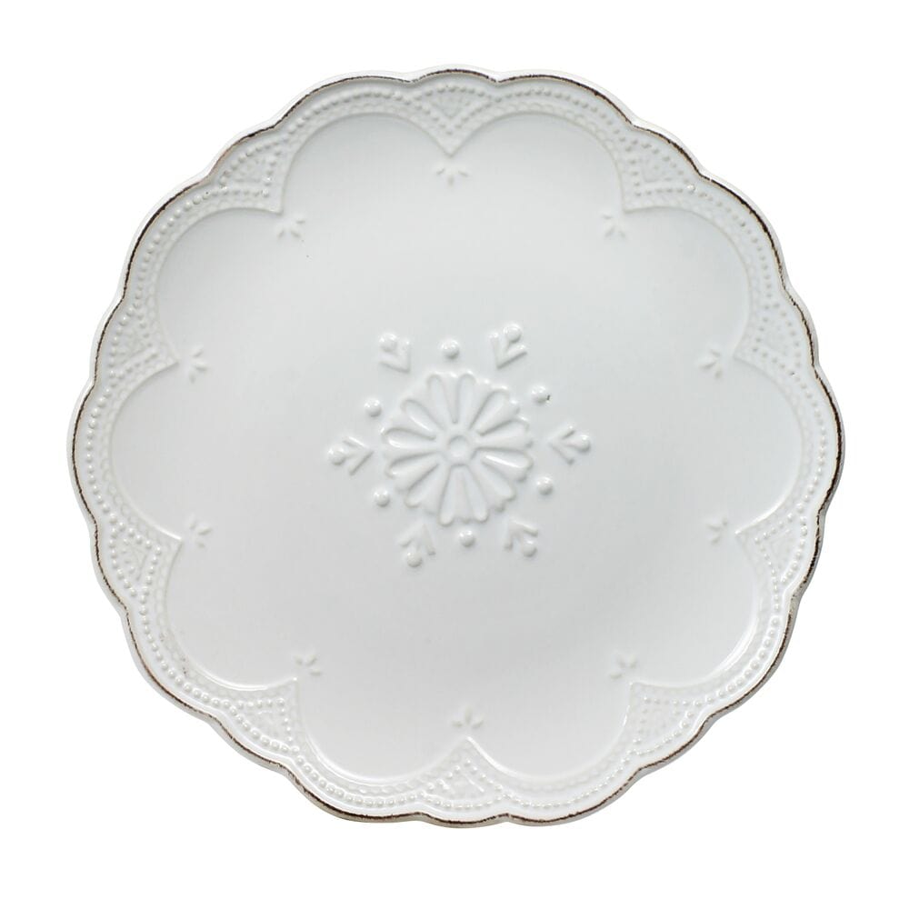 French Lace Set of 4 White Salad Plates