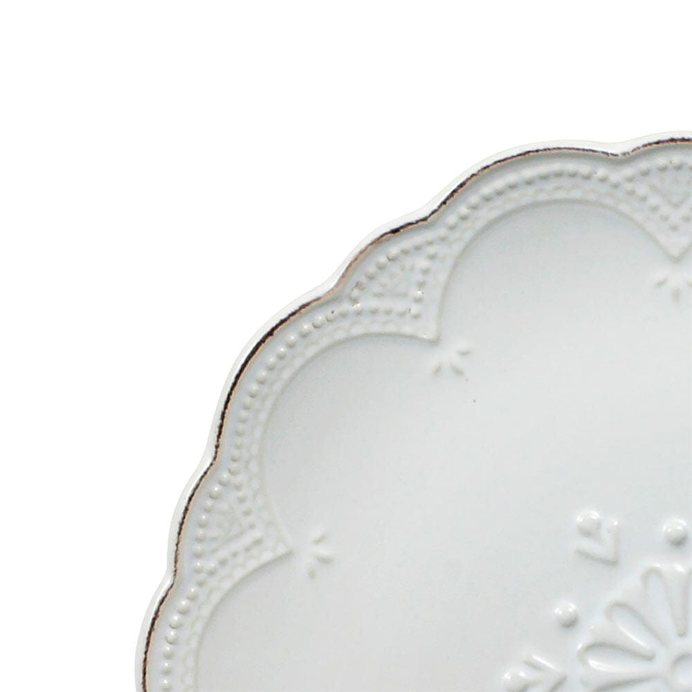 French Lace Set of 4 White Salad Plates