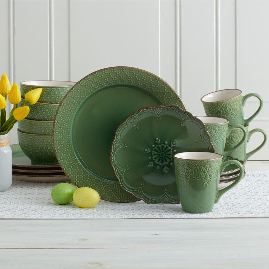 French Lace Green Dinnerware Set - Main Image