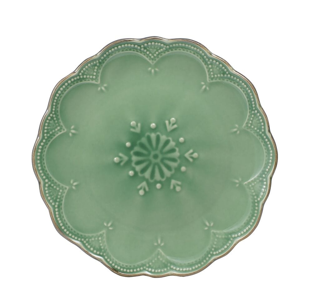 French Lace Set of 4 Green Salad Plates