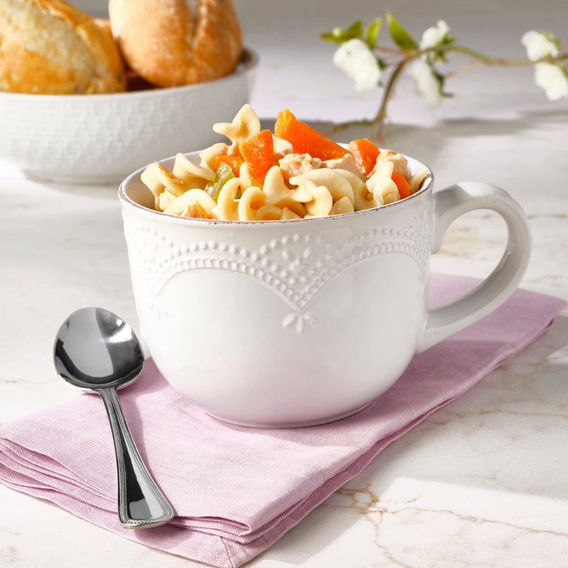 big french coffee cups French Lace White Jumbo Soup Mug