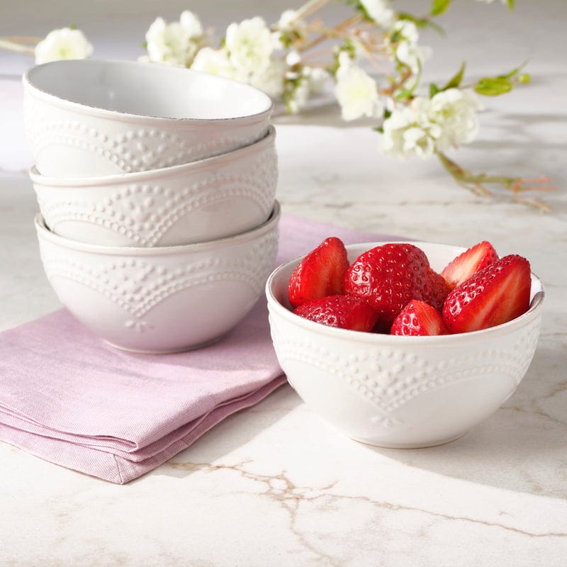 French Lace White Set of 4 Fruit Bowls