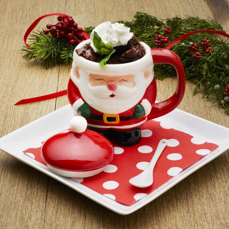 Holiday Covered Santa Mug with Spoon
