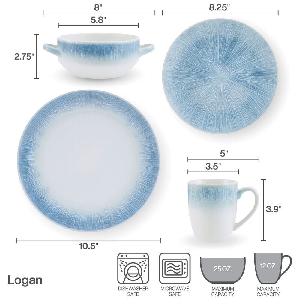 Logan 16 Piece Dinnerware Set, Service for 4