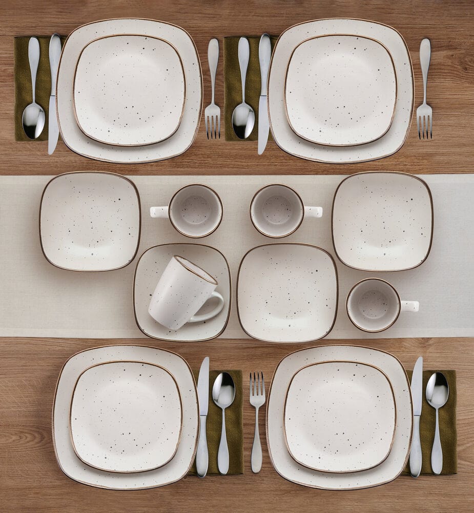 Decker White 16 Piece Dinnerware Set, Service for 4
