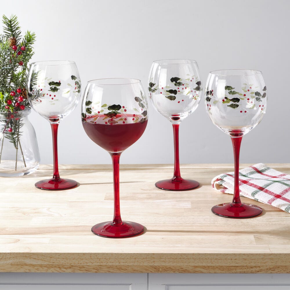Winterberry® Hand-Painted Set of 4 Wine Goblets