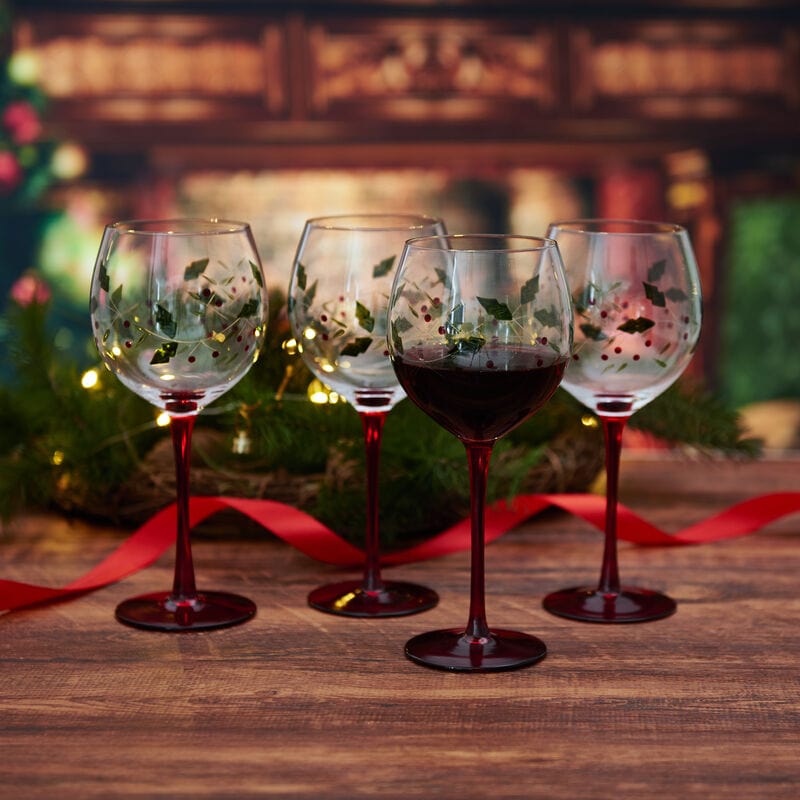 Winterberry® Hand-Painted Set of 4 Wine Goblets