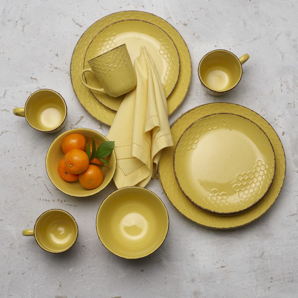 Bumble Bee Yellow 16 Piece Dinnerware Set, Service for