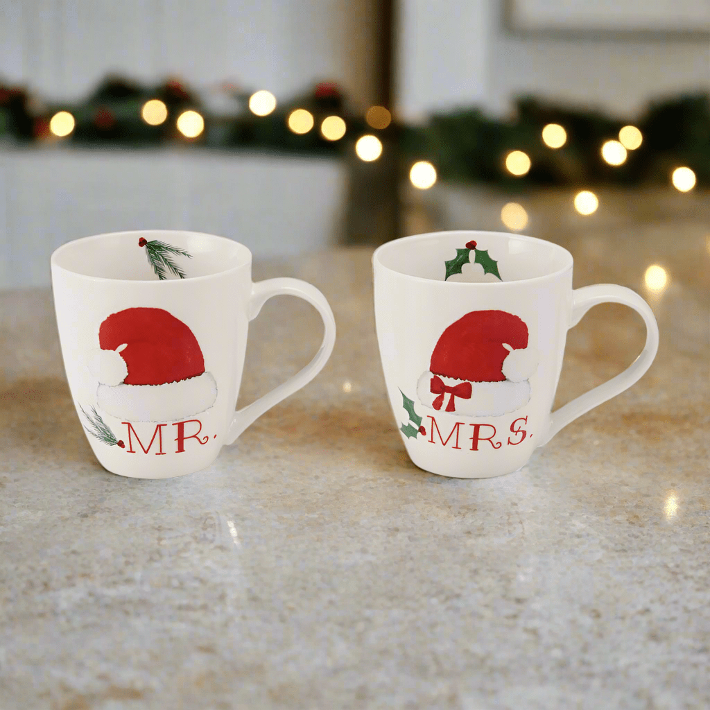 Mr. & Mrs. Santa Hat Set of 2 Mugs