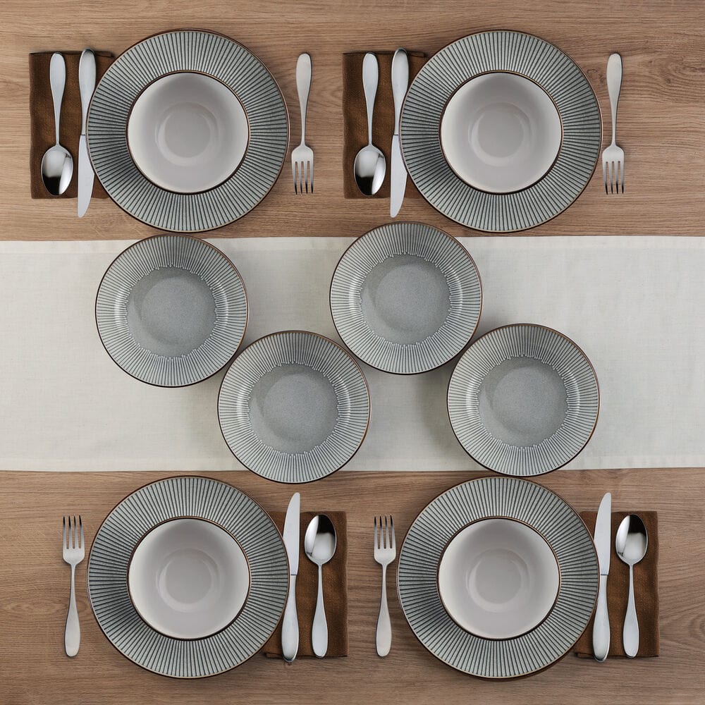 Arlie Gray 12 Piece Pasta Dinnerware Set, Service for 4