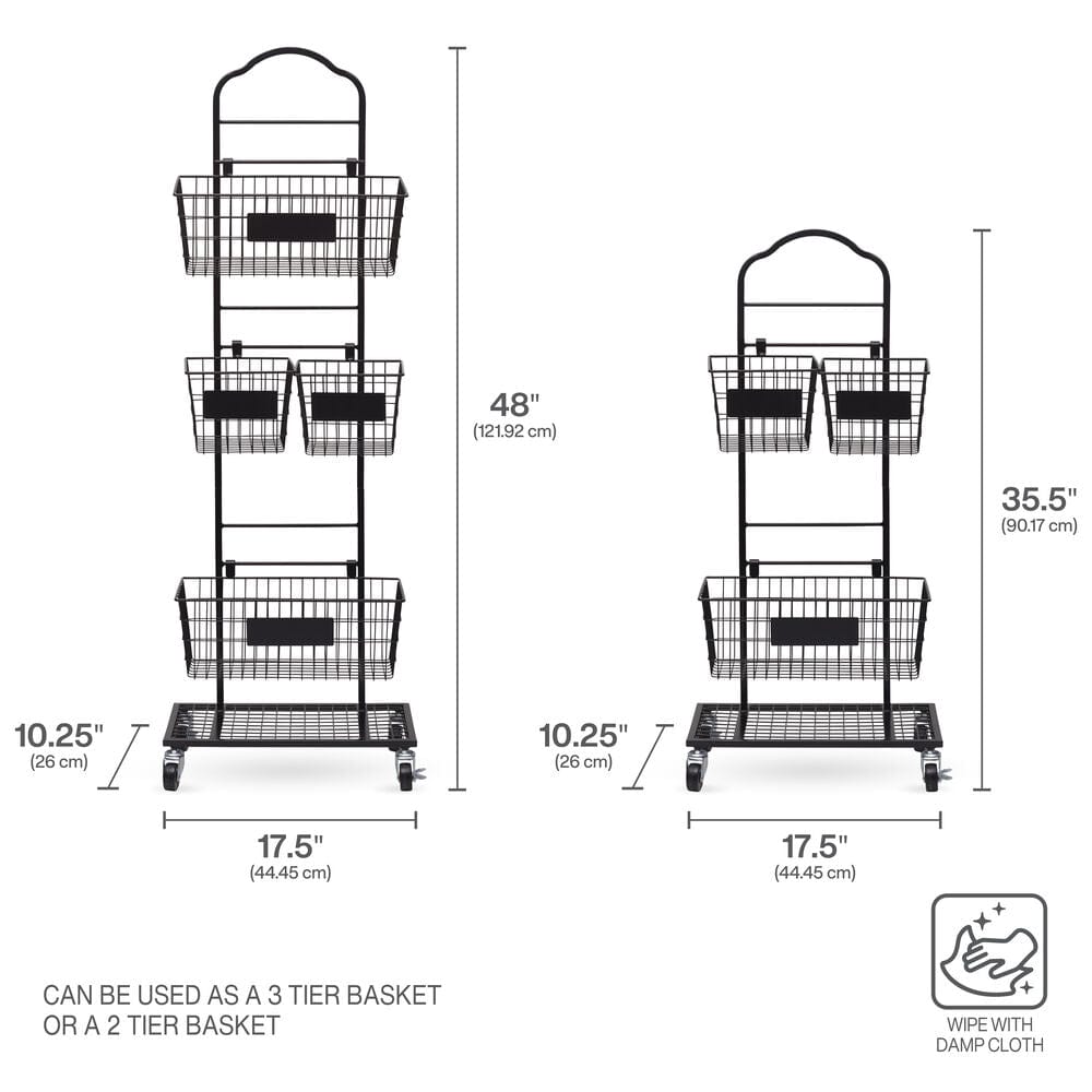 Mercato 3 Tier Adjustable Storage Rack with Chalkboard Plates