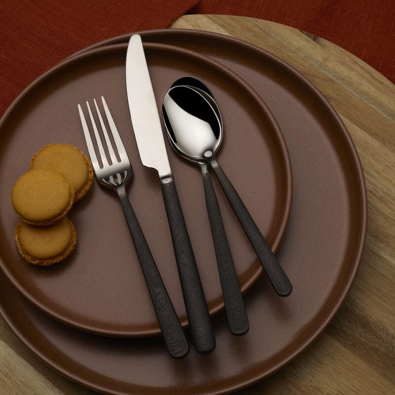Calyx Black Forged 20 Piece Flatware Set, Service for 4