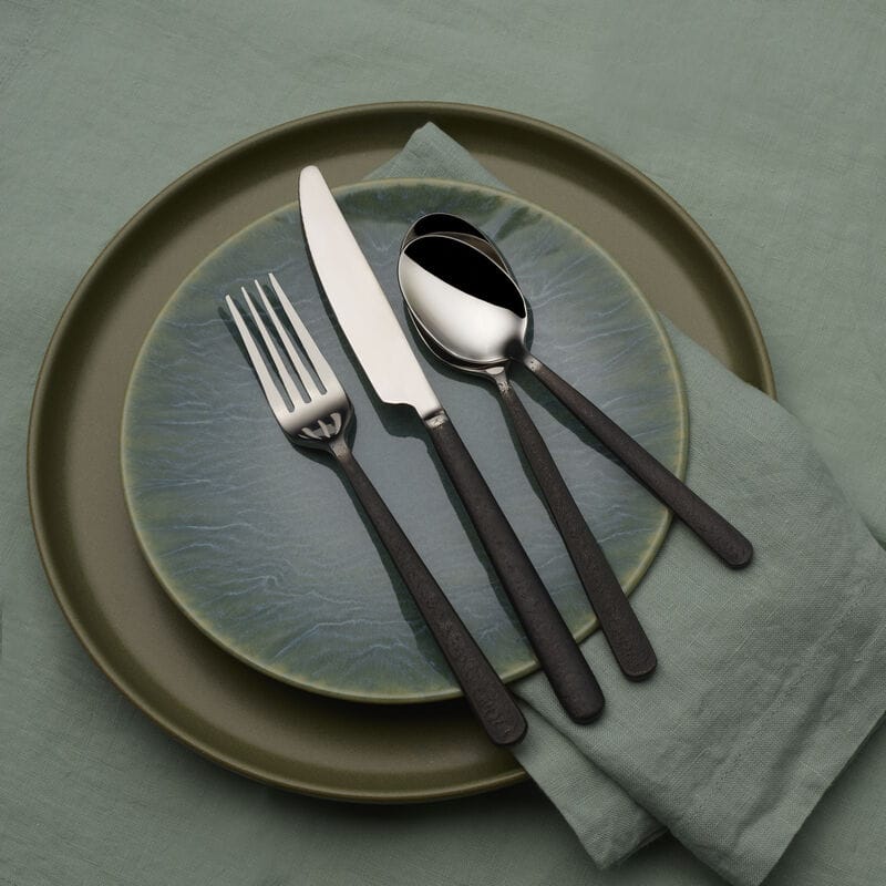 Calyx Black Forged 20 Piece Flatware Set, Service for 4