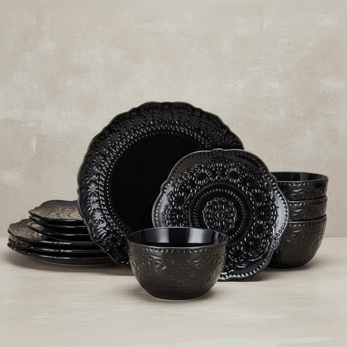 Chateau Midnight 12 Piece Dinnerware Set, Service for 4