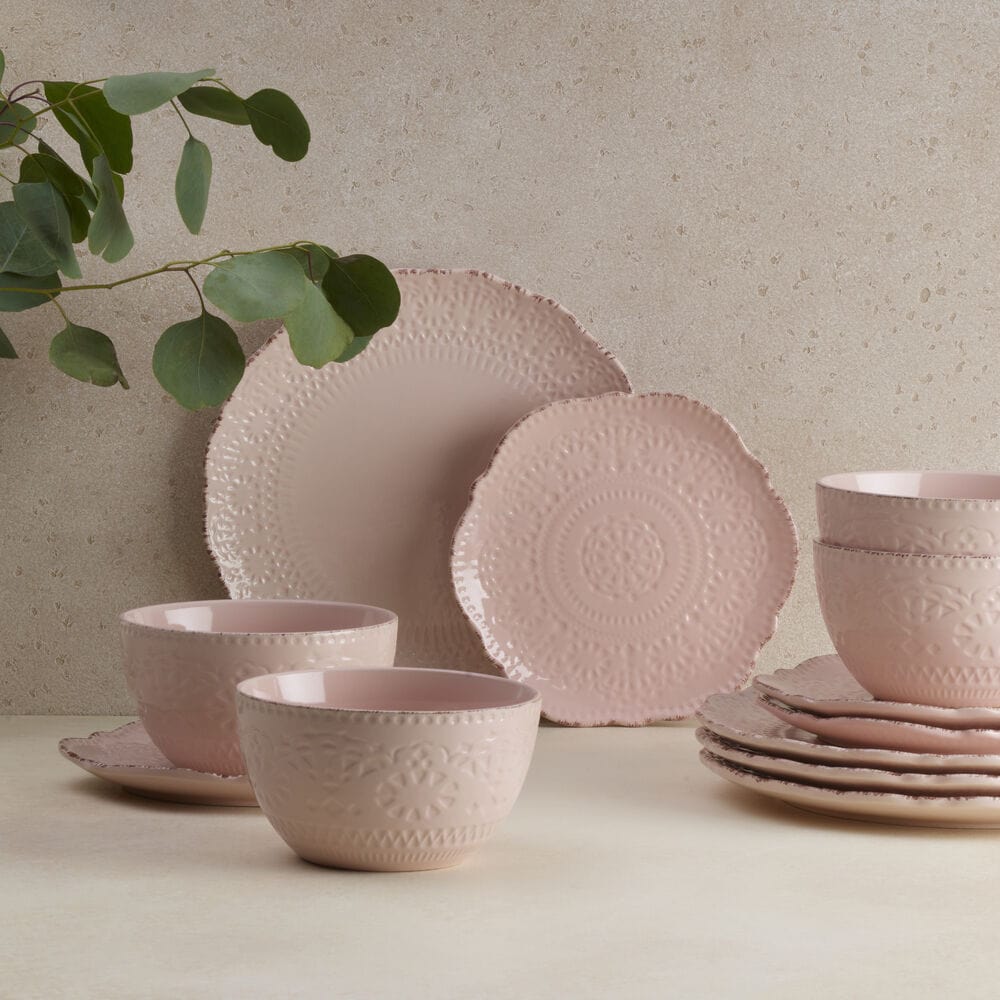 Chateau Pink 12 Piece Dinnerware Set, Service for 4