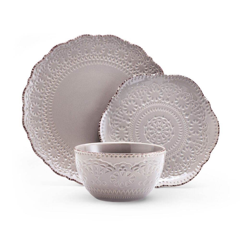 Chateau Smoke 12 Piece Dinnerware Set, Service for 4