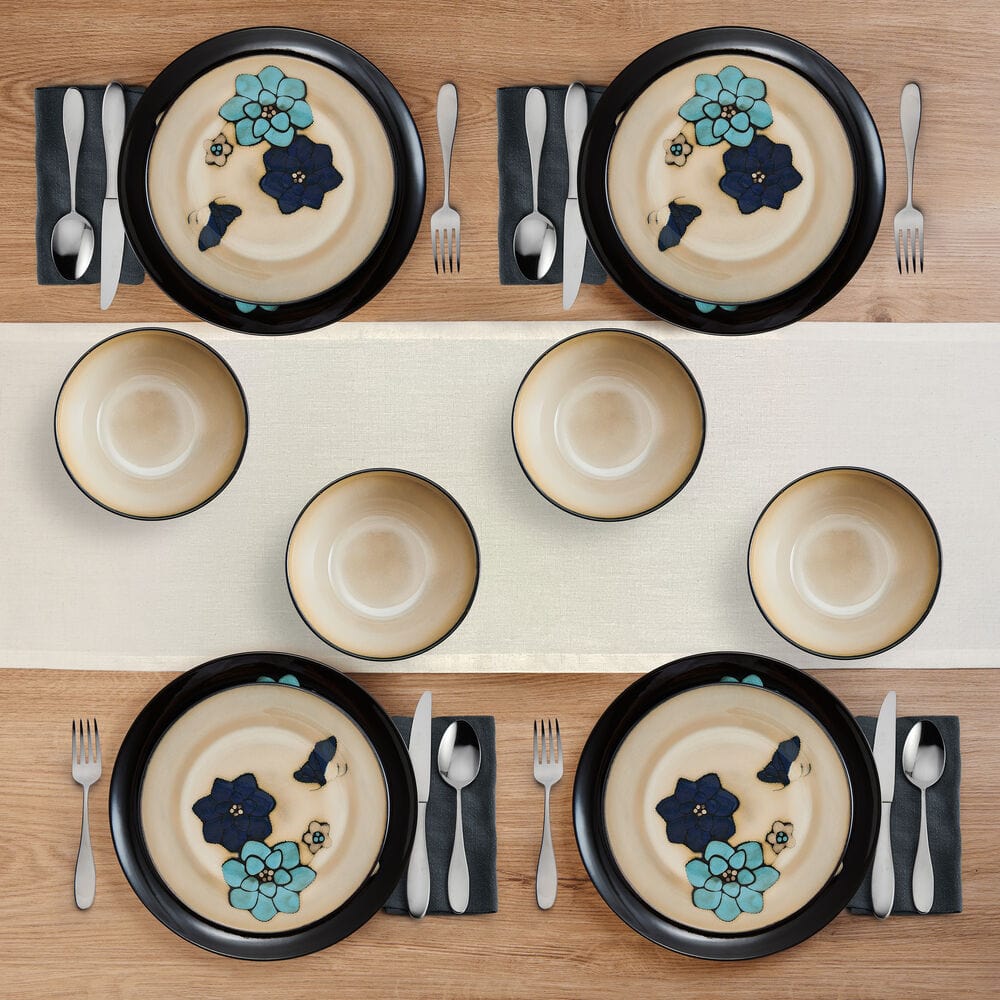 Painted Butterfly Blue 12 Piece Dinnerware Set, Service for 4