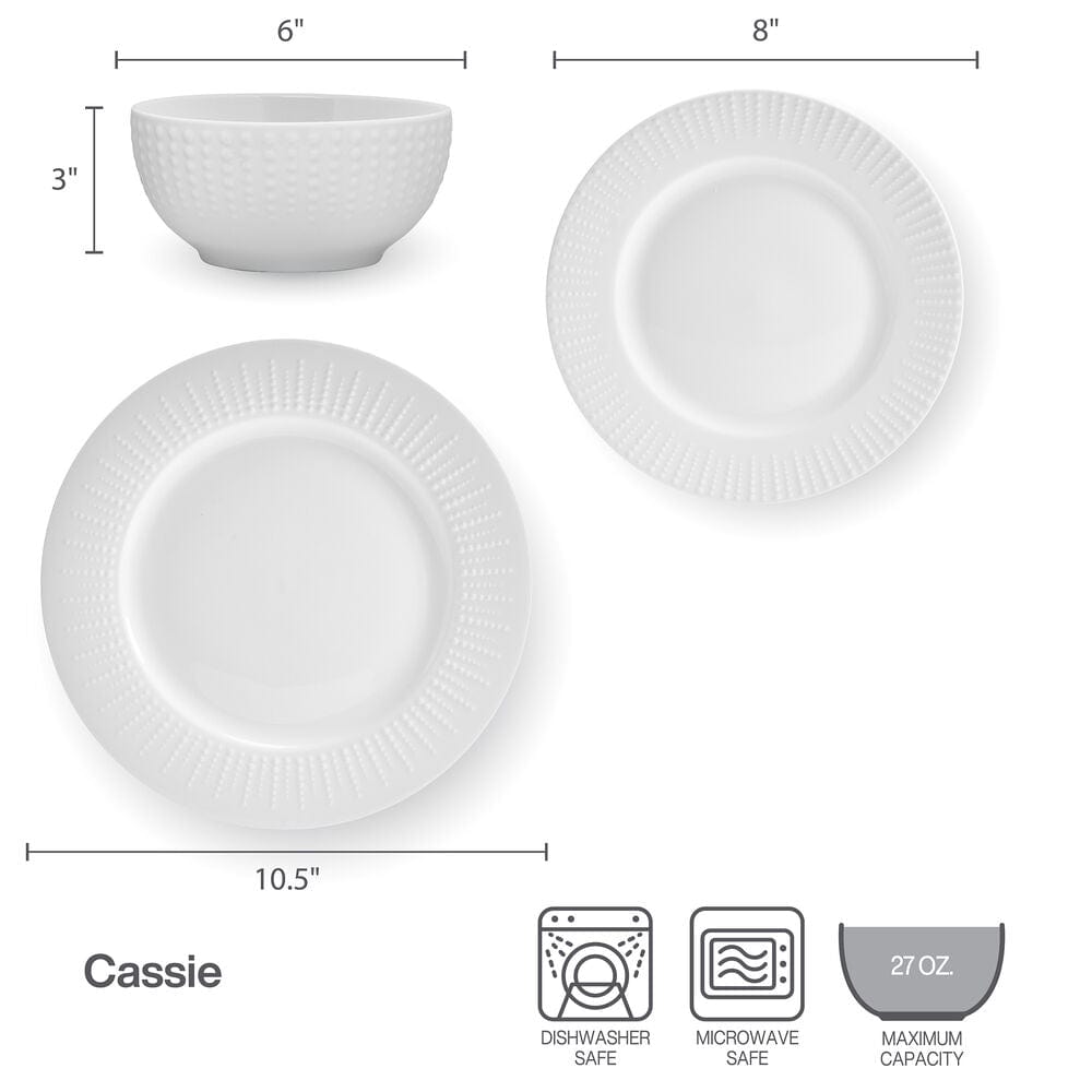 Cassie 12 Piece Dinnerware Set, Serivce for 4