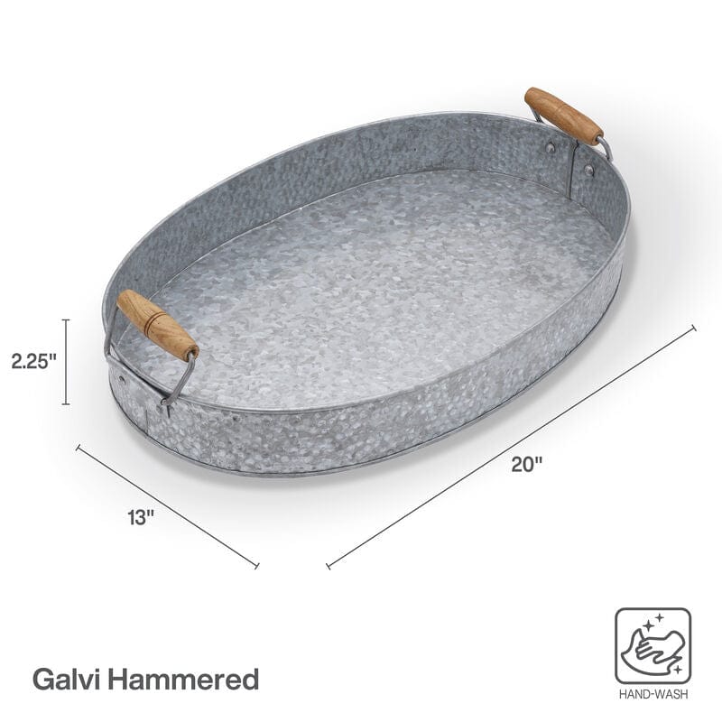 Galvanized Oval Serving Tray