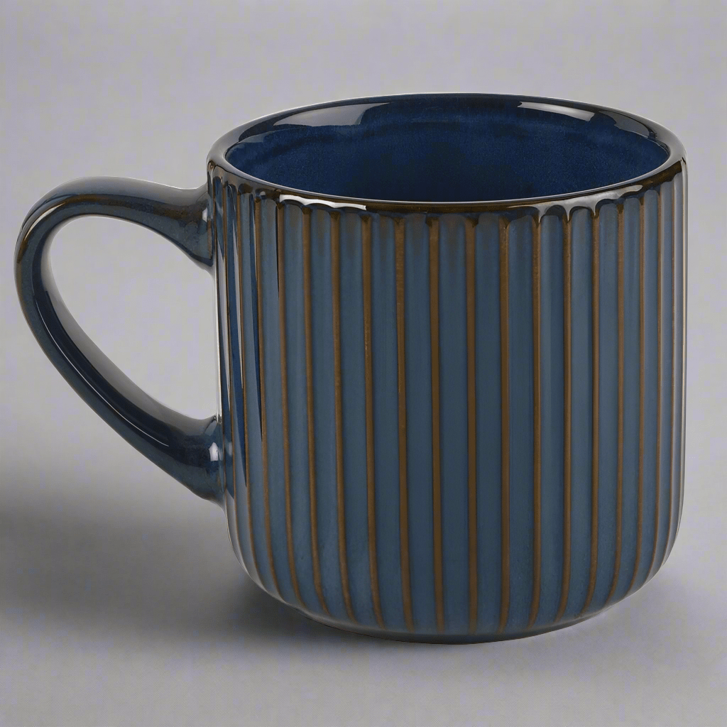 Blue Ribbed Mug