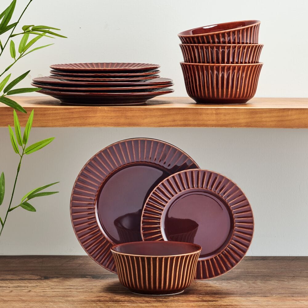 Dannie Red 12 Piece Dinnerware Set, Service for 4