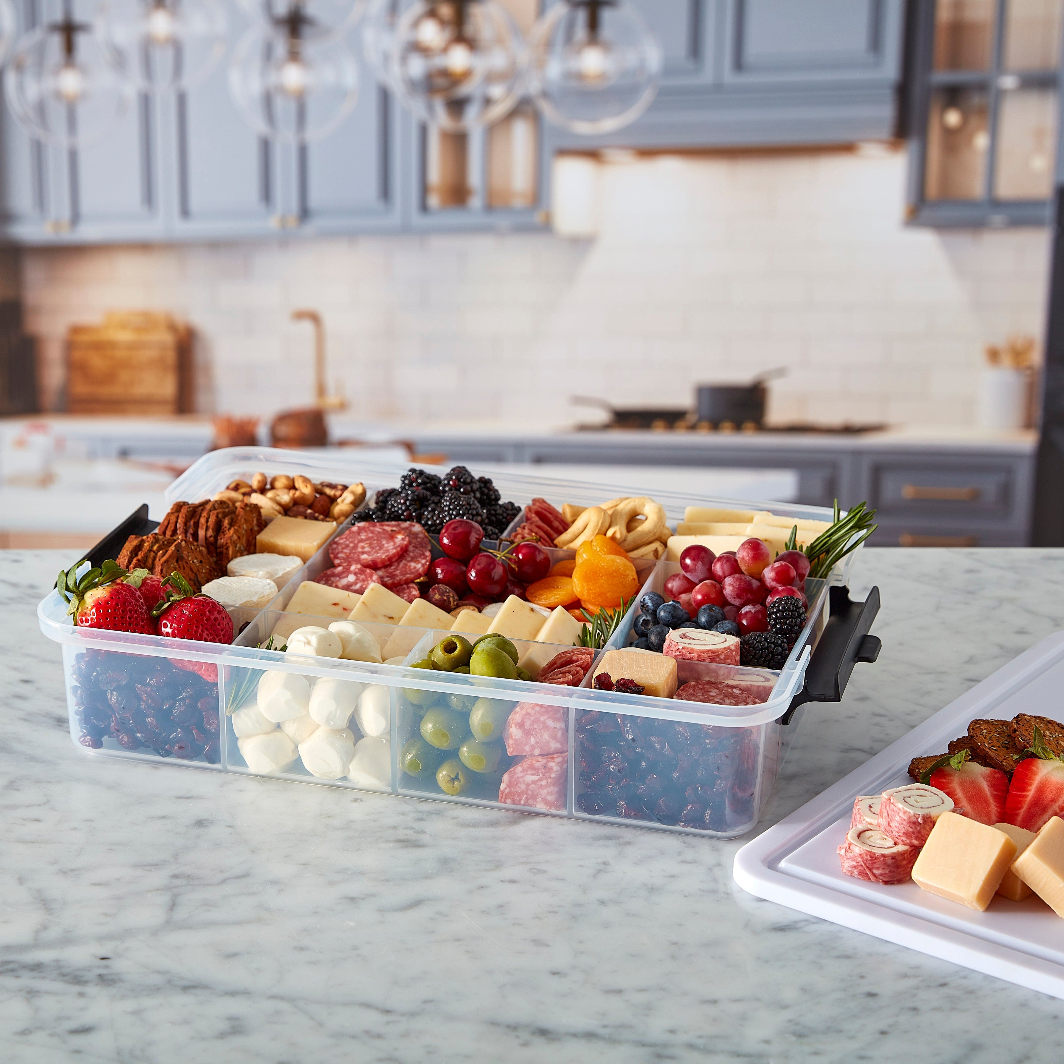 style::White Plastic Cutting Board & Lid w/ 11 Compartments