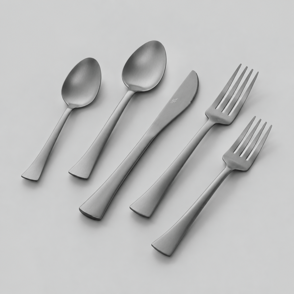 Josie Satin Black 20 Piece Flatware Set, Service for 4