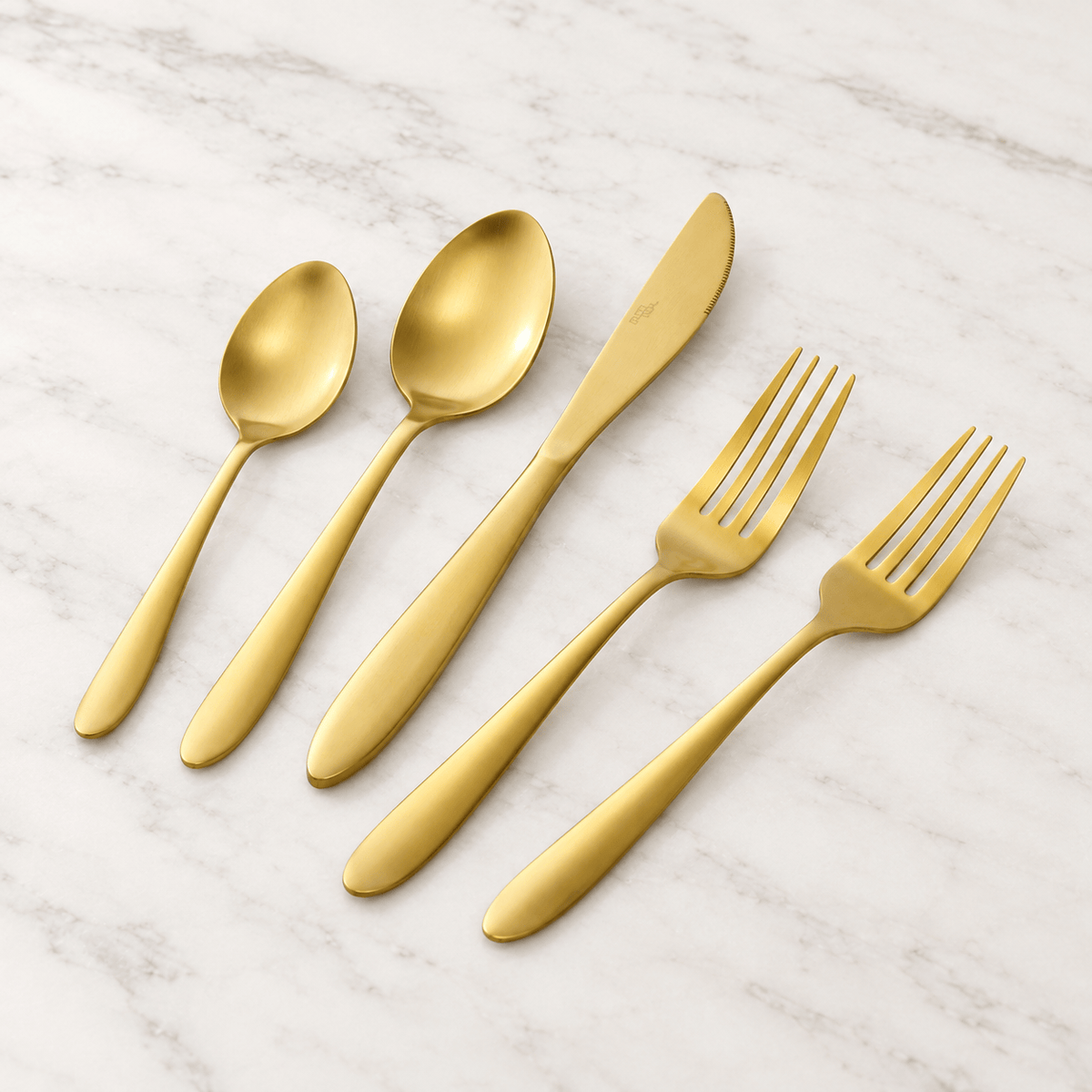 Kenzie Satin Gold 20 Piece Flatware Set, Service for 4