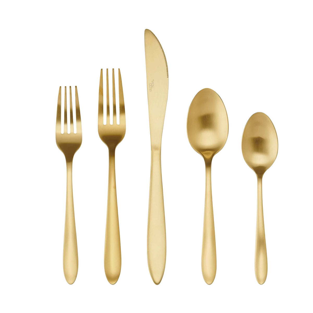 Kenzie Satin Gold 20 Piece Flatware Set, Service for 4