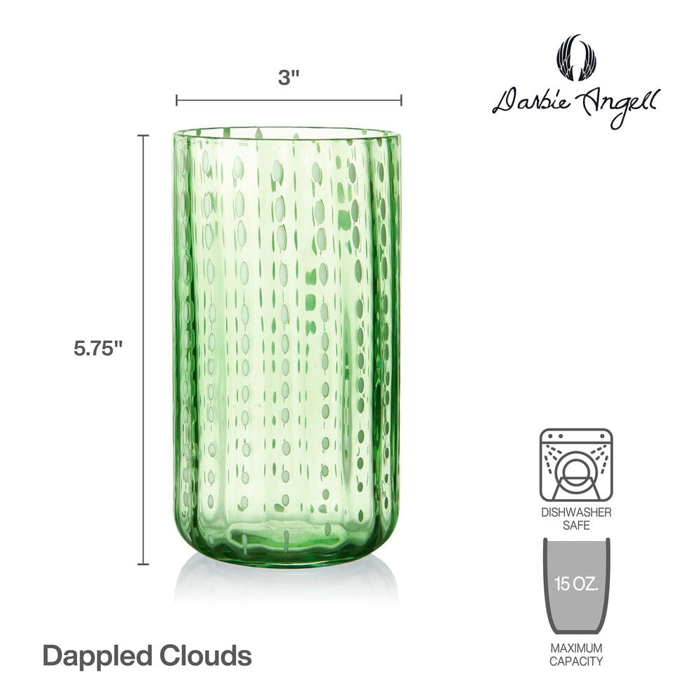 Darbie Angell Dappled Clouds Seafoam Set of 4 Highball Glasses