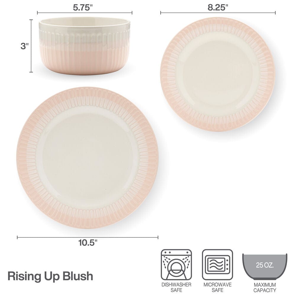 Darbie Angell Rising Up Blush 12 Piece Dinnerware Set, Service for 4