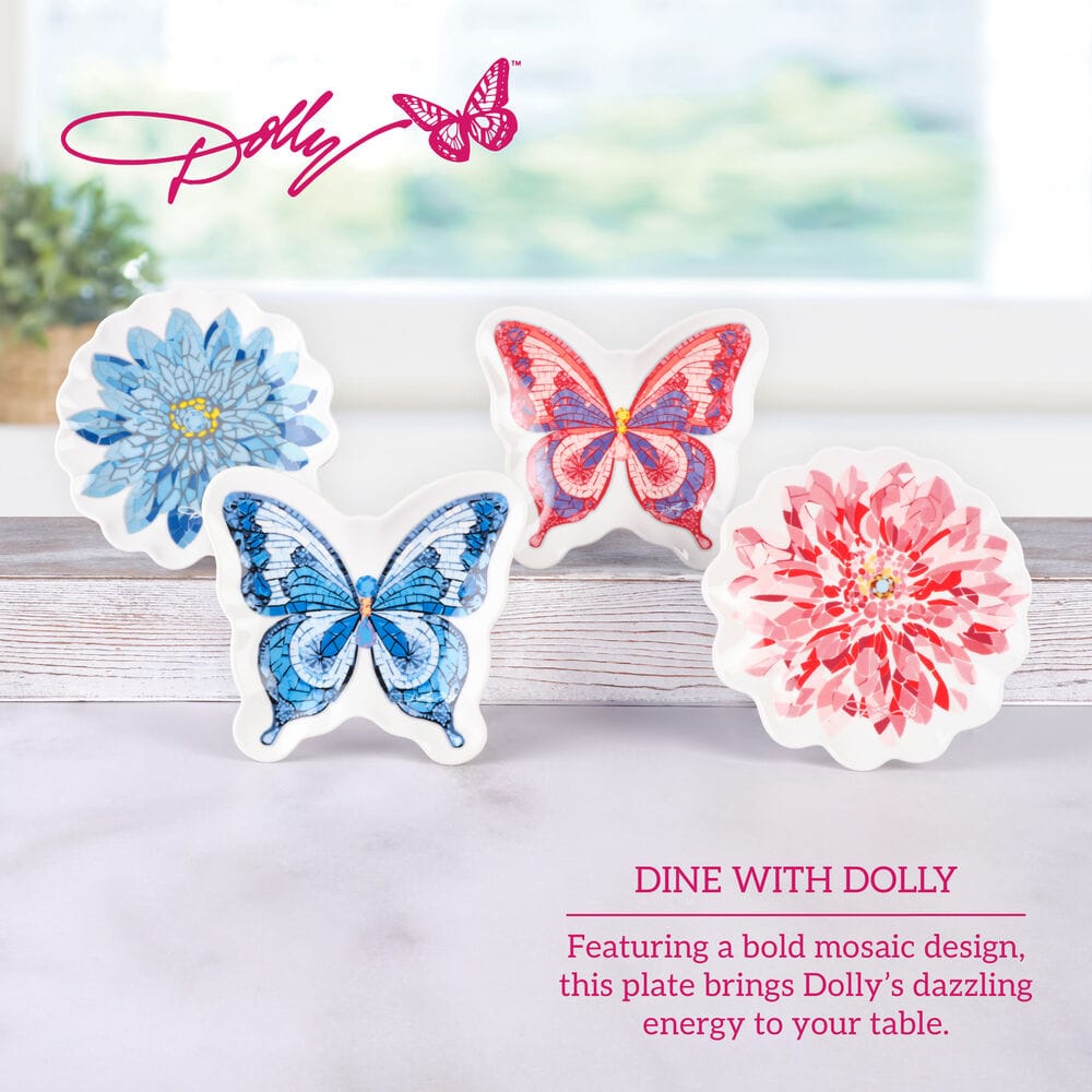 Dolly Parton Mosaic Set of 4 Figural Appetizer Dessert Plates