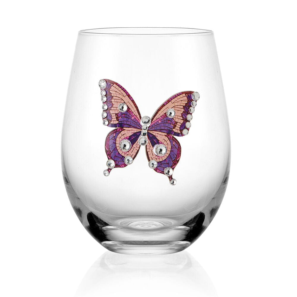 Dolly Parton Jeweled Mosaic Set of 2 Stemless Wine Glasses