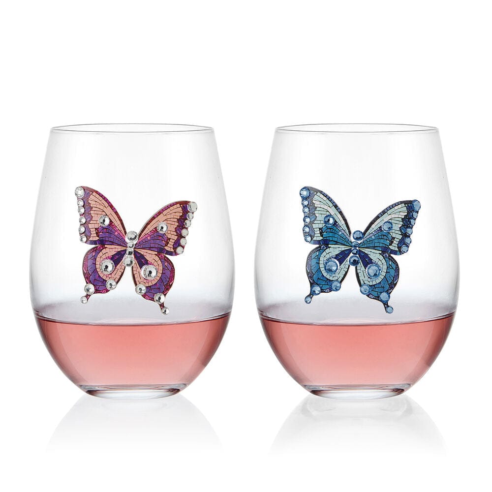 Dolly Parton Jeweled Mosaic Set of 2 Stemless Wine Glasses