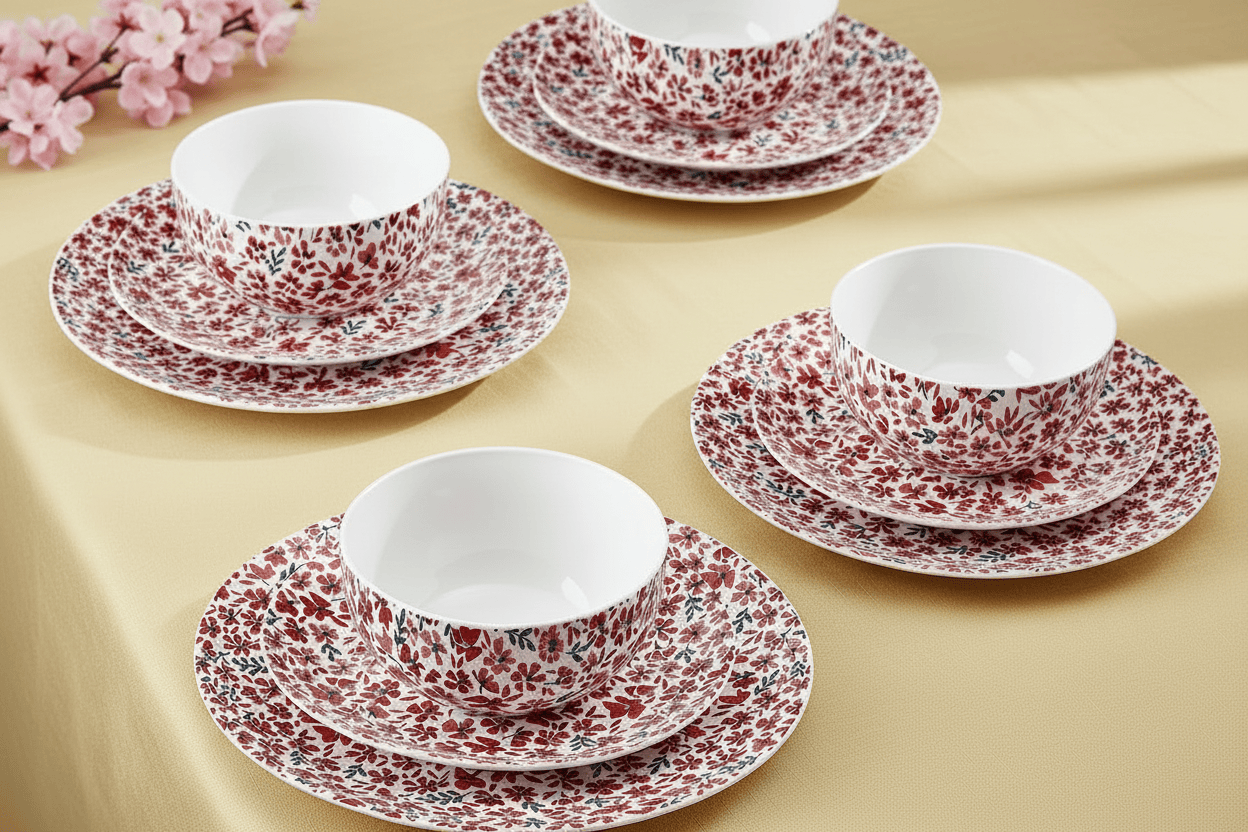 Radiant Blossom 12 Piece Dinnerware Set, Service for 4