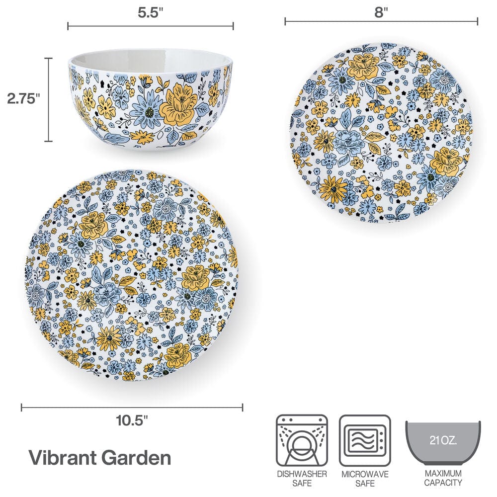 Vibrant Garden 12 Piece Dinnerware Set, Service for 4