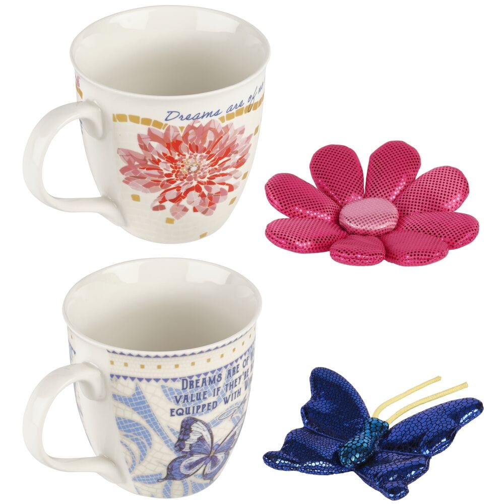 Dolly Parton Mosaic Set of 2 Mugs with Ornaments