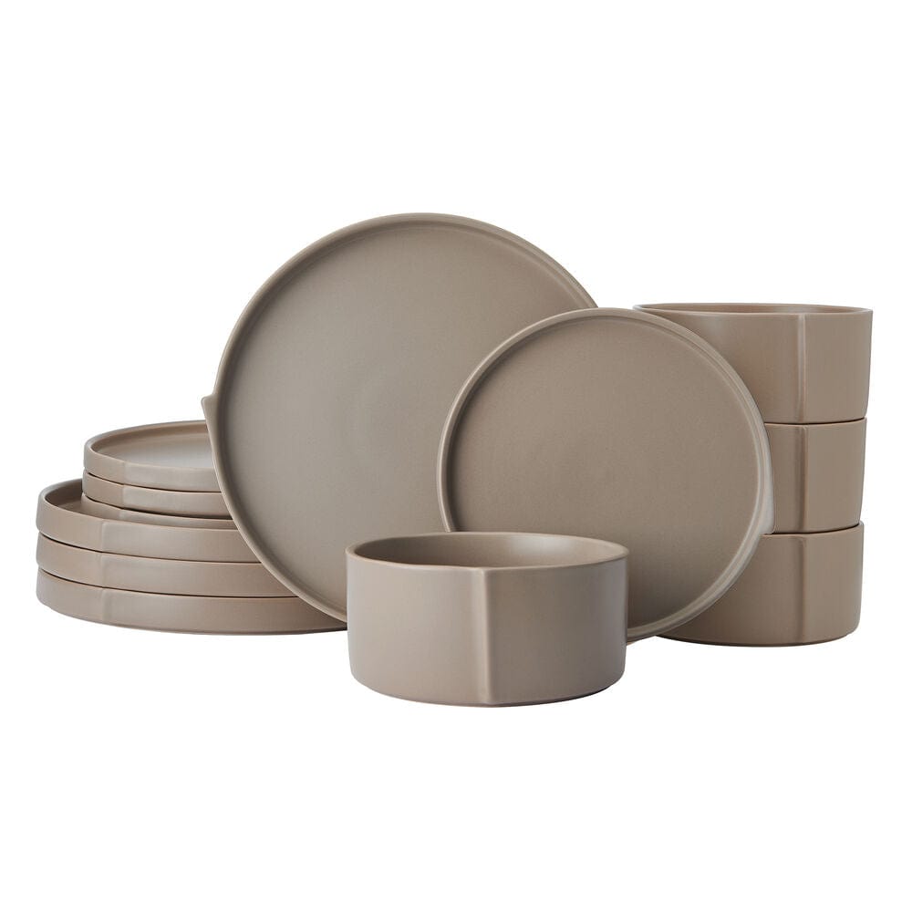 Contemporary Edge Taupe 12 Piece Dinnerware Set, Service for 4