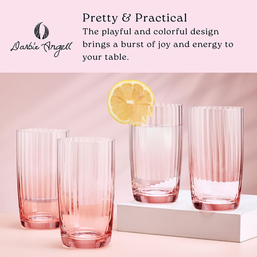 Darbie Angell Good Day Blush Set of 4 Highball Glasses