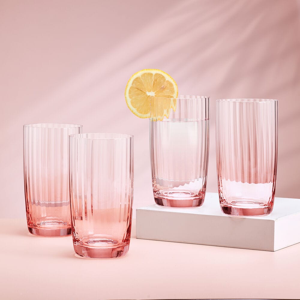 Darbie Angell Good Day Blush Set of 4 Highball Glasses