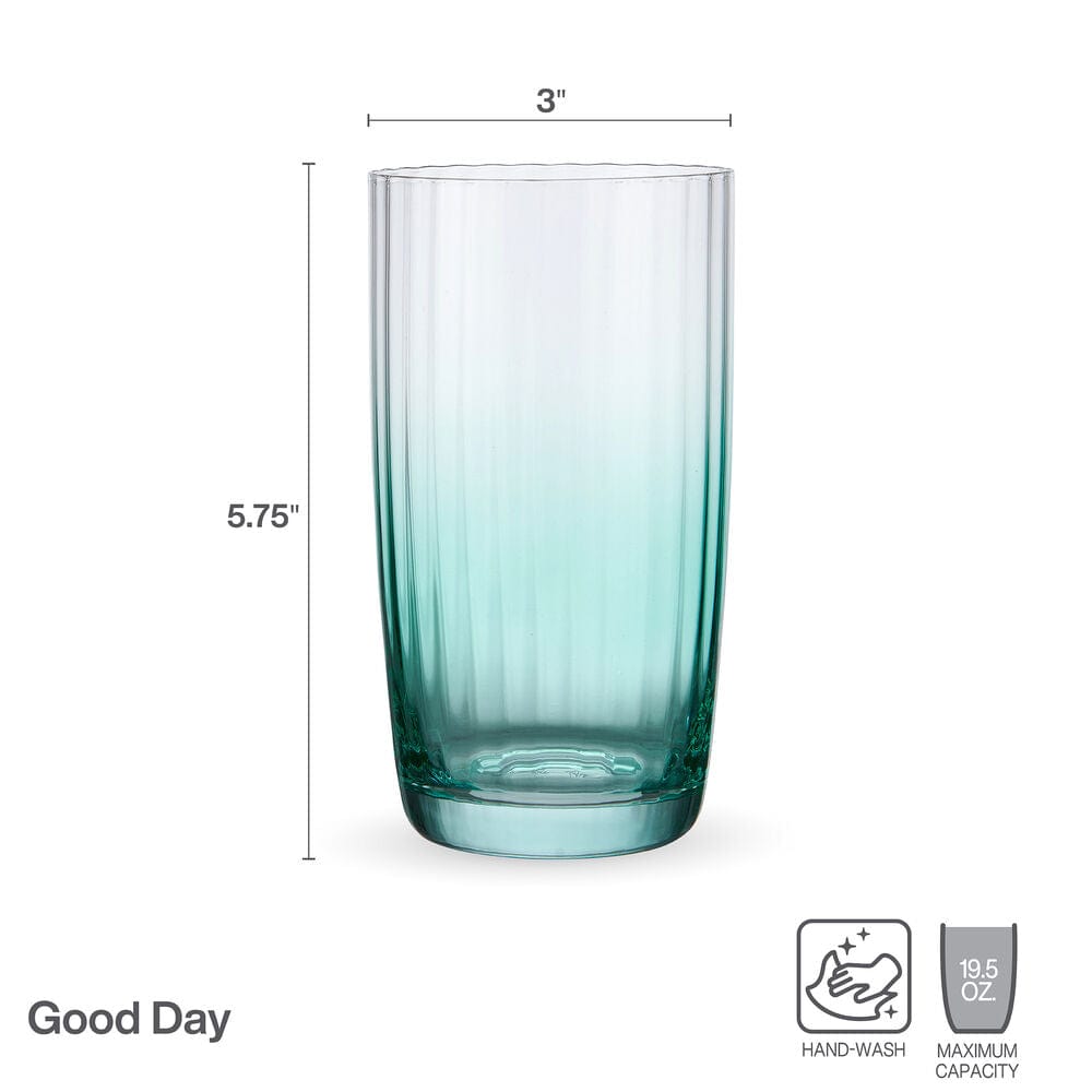 Darbie Angell Good Day Teal Set of 4 Highball Glasses