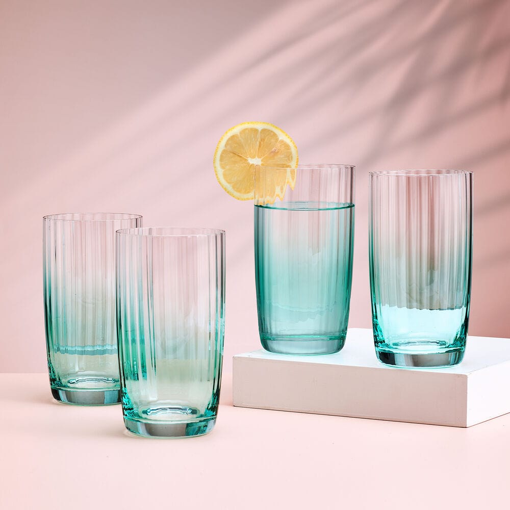 Darbie Angell Good Day Teal Set of 4 Highball Glasses