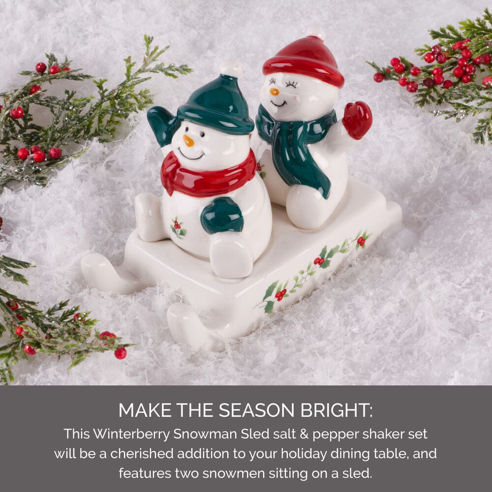 Winterberry® Snowman Sled Salt and Pepper Set