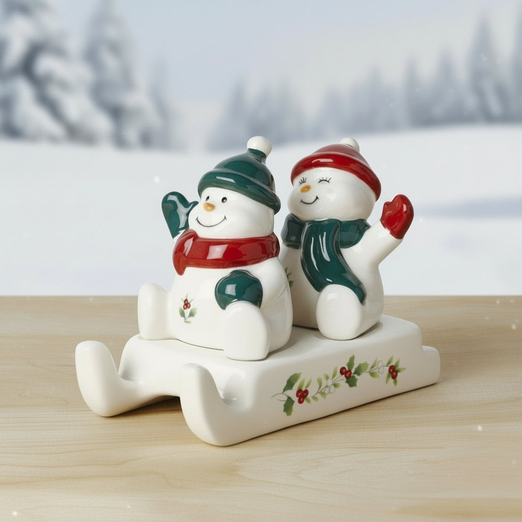 Winterberry® Snowman Sled Salt and Pepper Set