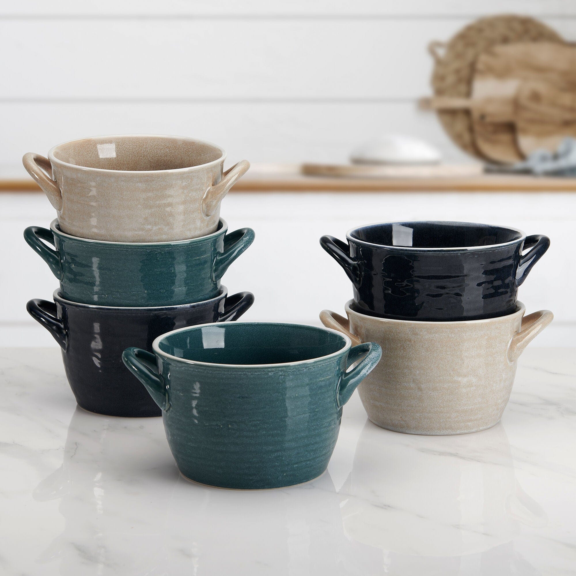 Cauldron Double Handle Set of 6 Soup Bowls