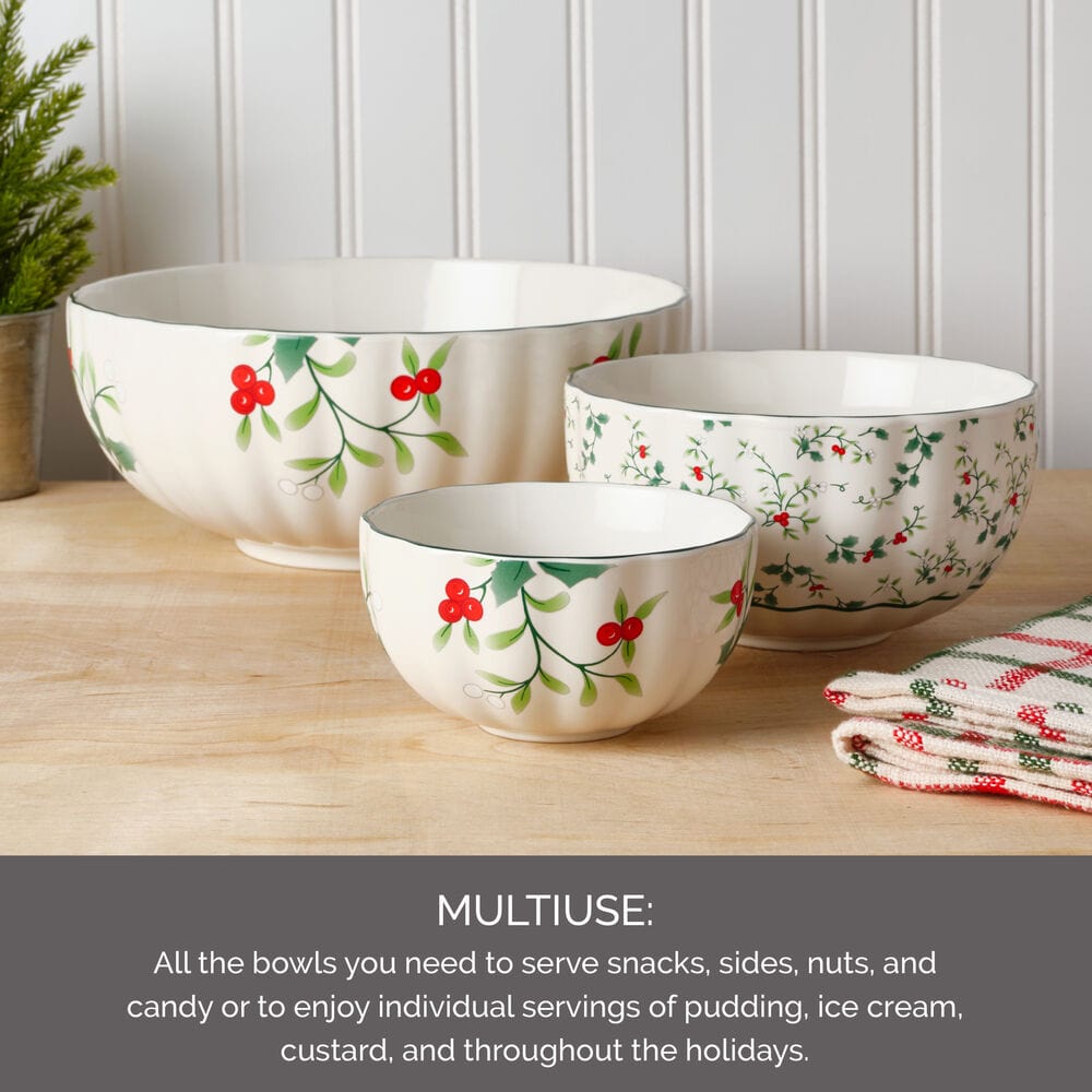 Winterberry® Set of 3 Scalloped Serving Bowls