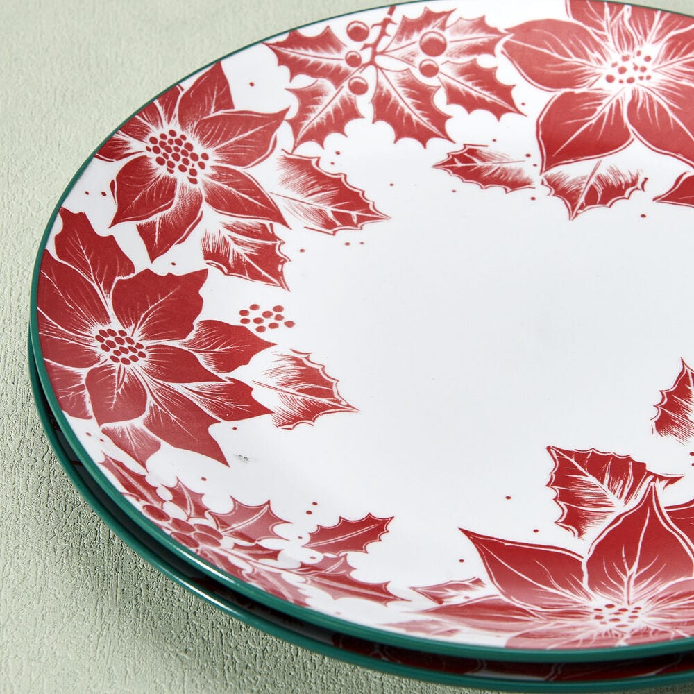 Precious Poinsettia Set of 2 Dinner Plates